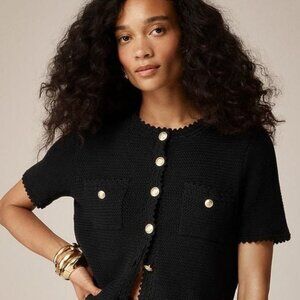 J. CREW Short-Sleeve Sweater & Short Skirt Set in Black Large